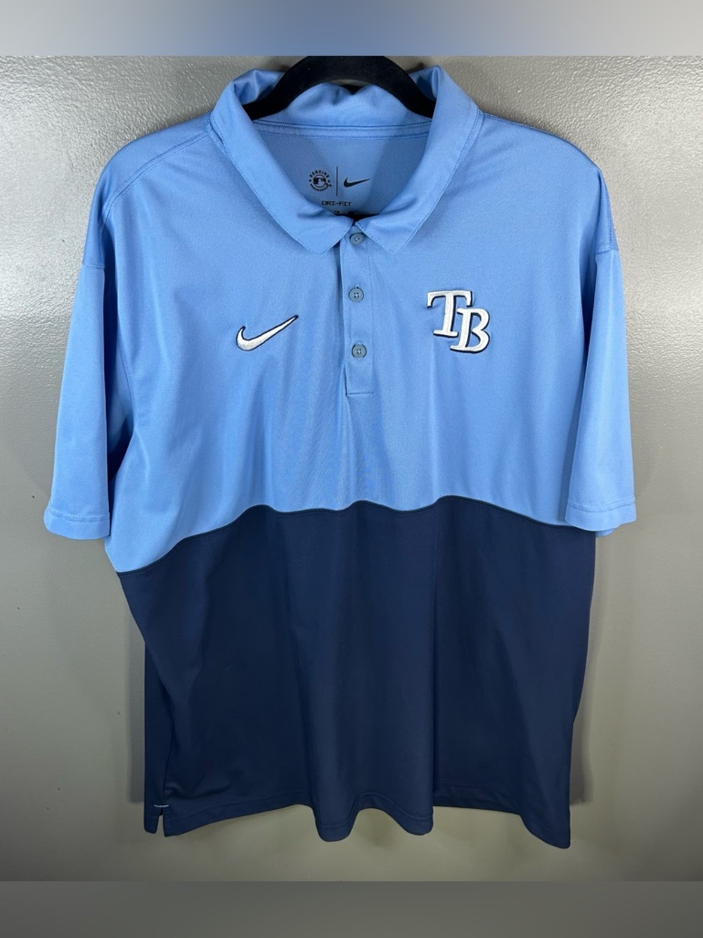 Nike Tampa Bay Rays MLB Blue DriFit Blue Golf Polo Shirt Size XXL